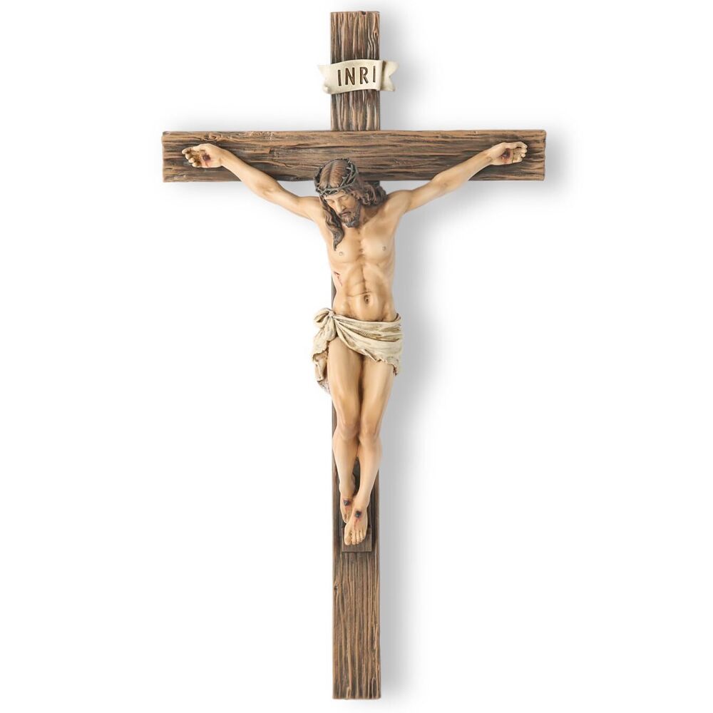 BC Catholic Crucifix Wall Cross, 14"H Jesus Christ Cross for Wall, Inspirtional